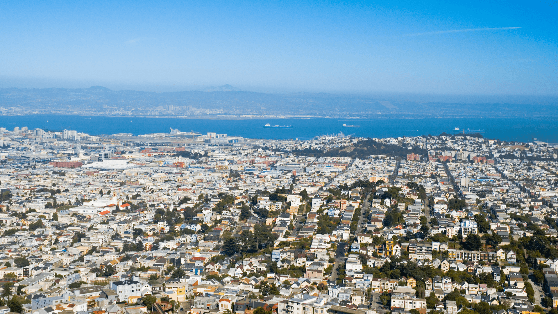 Aerial view across the San Francisco Bay Area